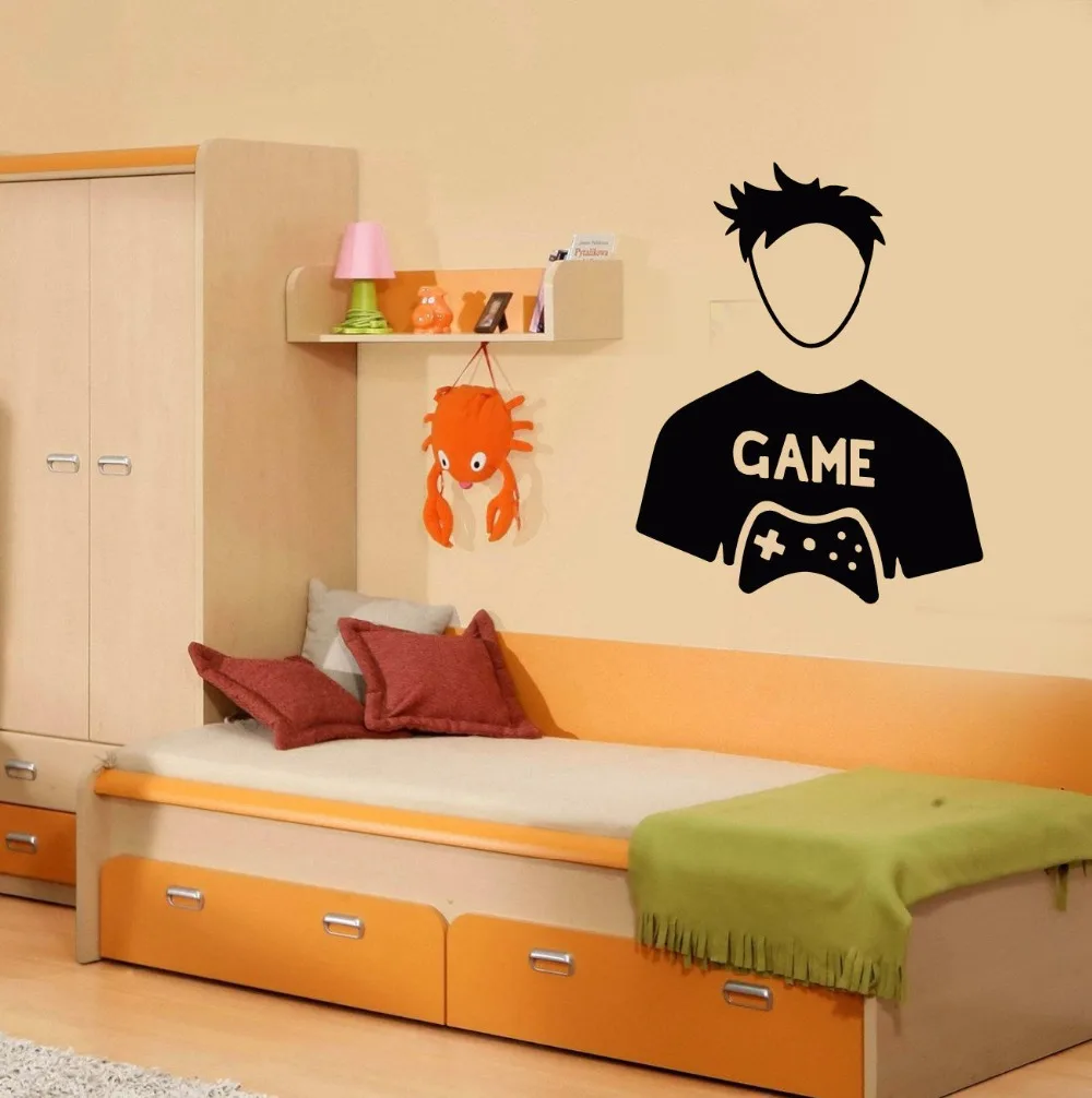 Free Shipping fashion Gamer Video Game Kids Room Boy Play Wall Stickers