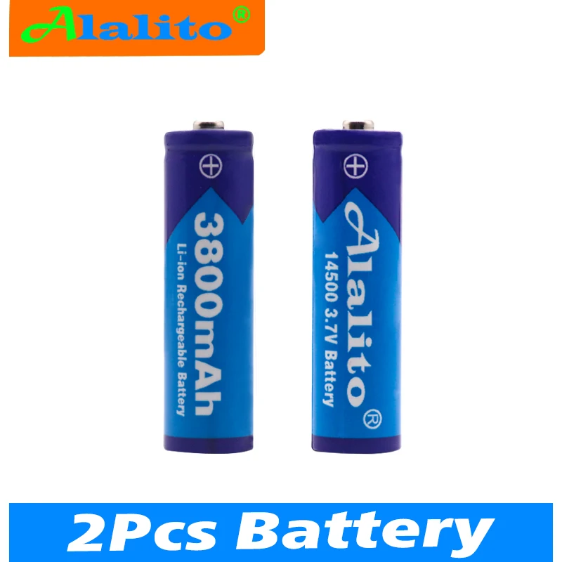 2-20 шт Alalito AA 14500 3800mah 3,7 V литий-ионная аккумуляторная батарея и светодиодный фонарик - Цвет: Золотой