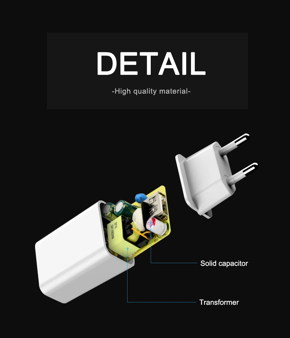 5V1A USB Mobile Phone Charger EU Conversion plug Adaptor AC Power Adapter Travel Wall Charge 100-240V For Samsung S8Note8 (10)