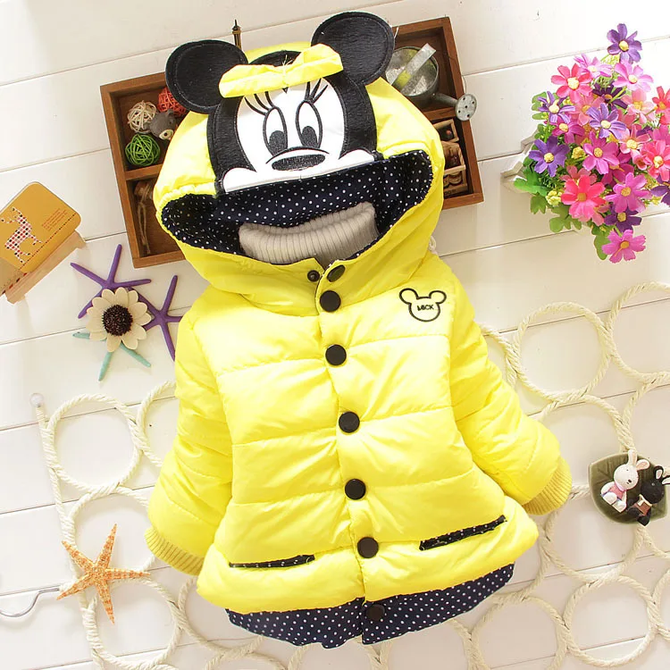 

Free shipping New Children'S Winter Outerwear Girls Cartoon Minnie Coat Baby Plus Thick Wool Cotton Jacket