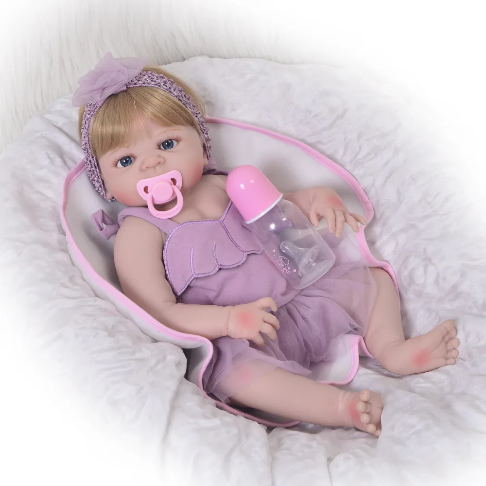 22" Full silicone reborn babies dolls real touch menina bathe doll