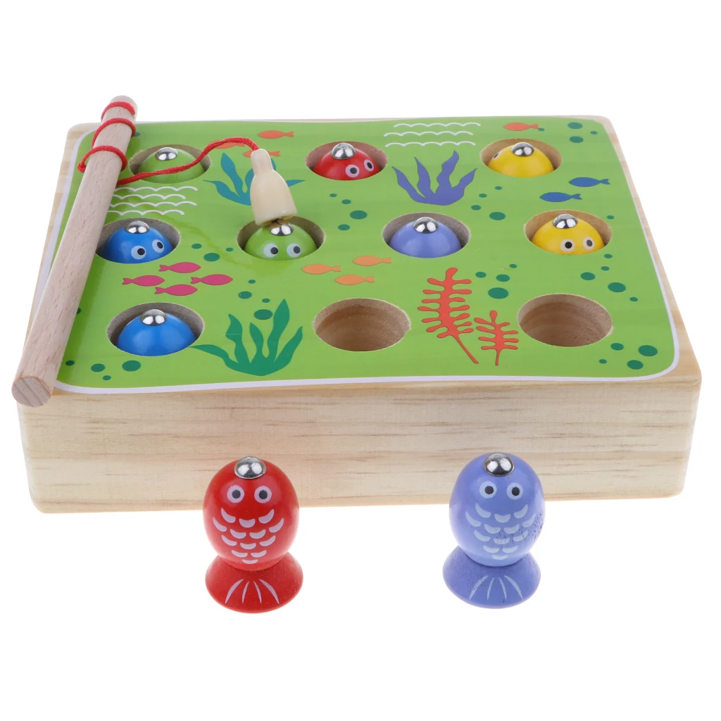Деревянный магнит рыбалка игры Творческие цвета познание номера обучения Детские развивающие игрушки играть весело