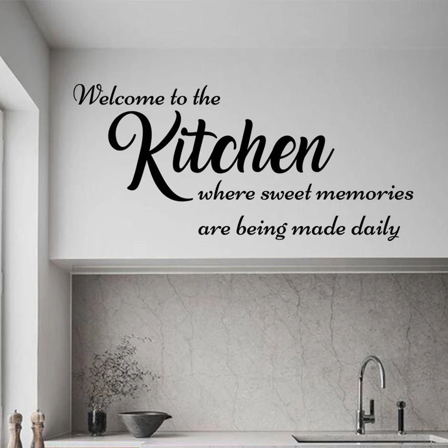 Kitchen Wall Decals Welcome to Kitchen Sign Wall Stickers Family Quotes  Wall Art Mural Home Decor Love Home Decoraiton N18