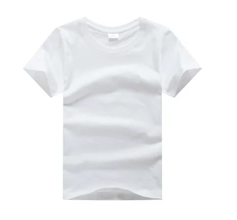 Индивидуальные футболки для маленьких мальчиков; Летние однотонные Детские футболки с короткими рукавами на заказ; хлопковые топы с логотипом для девочек; индивидуальная футболка - Цвет: Plain White