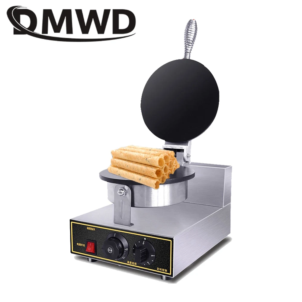 

DMWD 110V/220V Electric Ice Cream Cone Maker Cone Baking Pan Machine Crepe Crispy egg Roll Baker Waffle cake Bakeware EU US plug