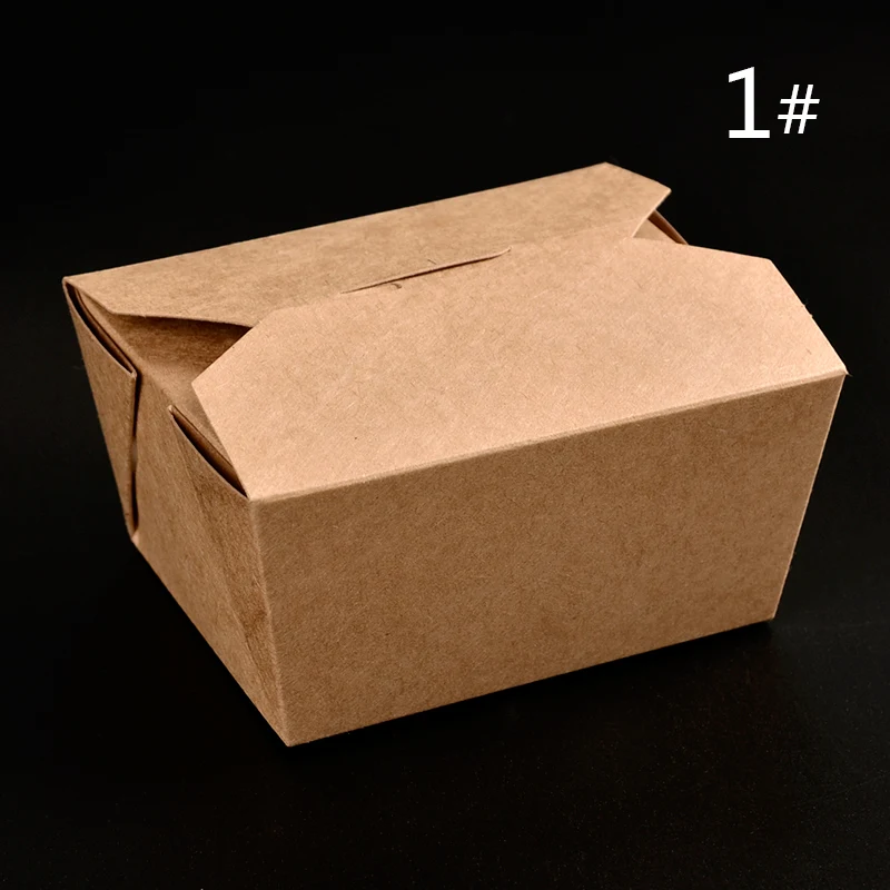 4 размера Одноразовые Коробки для обедов из крафт-бумаги, экологически чистые анти-масляные герметичные коробки для пикника на вынос, контейнеры для еды для путешествий SK725