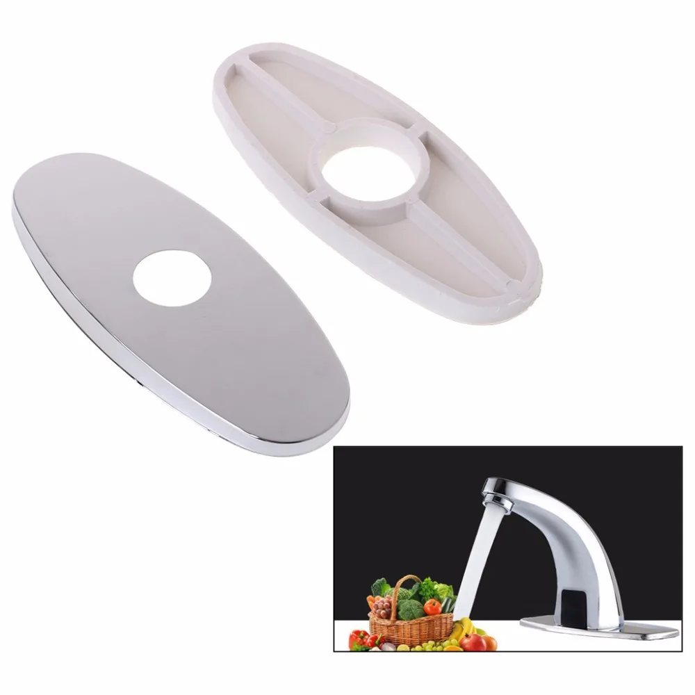 Sink Faucet Hole Cover Plate Deck Mount Chrome Brushed For Bathroom Kitchen Stainless steel Kitchen Faucet Accessories 14x5.5cm Sink Faucet Hole Cover Plate Deck Mount Chrome Brushed For Bathroom Kitchen Stainless steel Kitchen Faucet Accessories 14x5.5cm