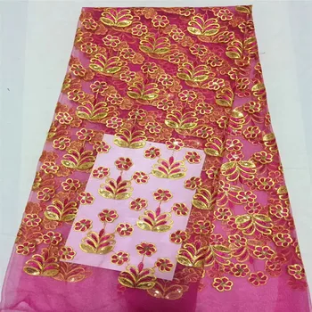 

2018 New Design Nigerian Lace Fabric WIth Sequins green French Tulle Glitter Lace Fabric For Wedding Dress GF114-2