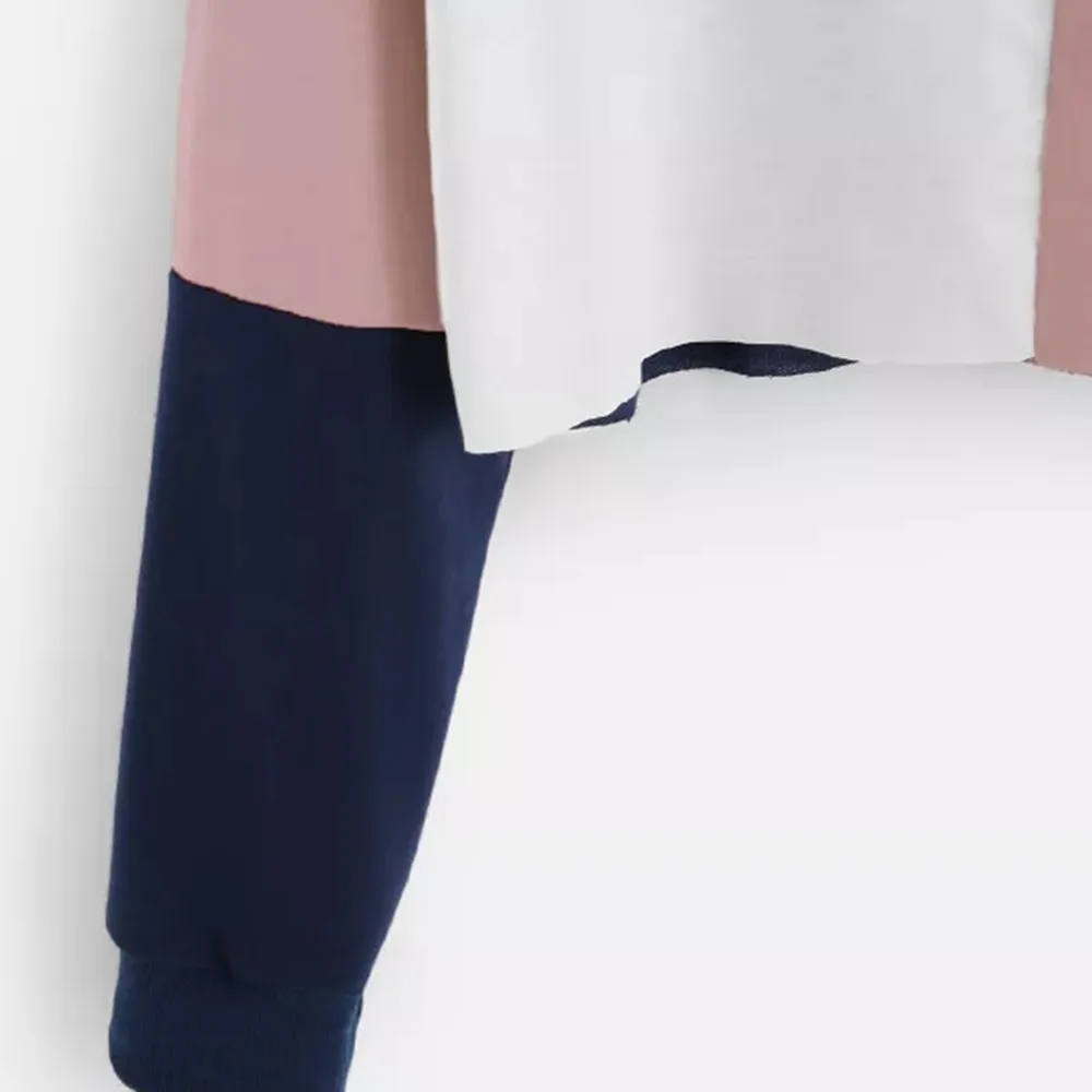 Цветная Лоскутная Толстовка, короткий пуловер с круглым вырезом, женская рубашка, повседневные топы с длинными рукавами, блузка, busos para mujer