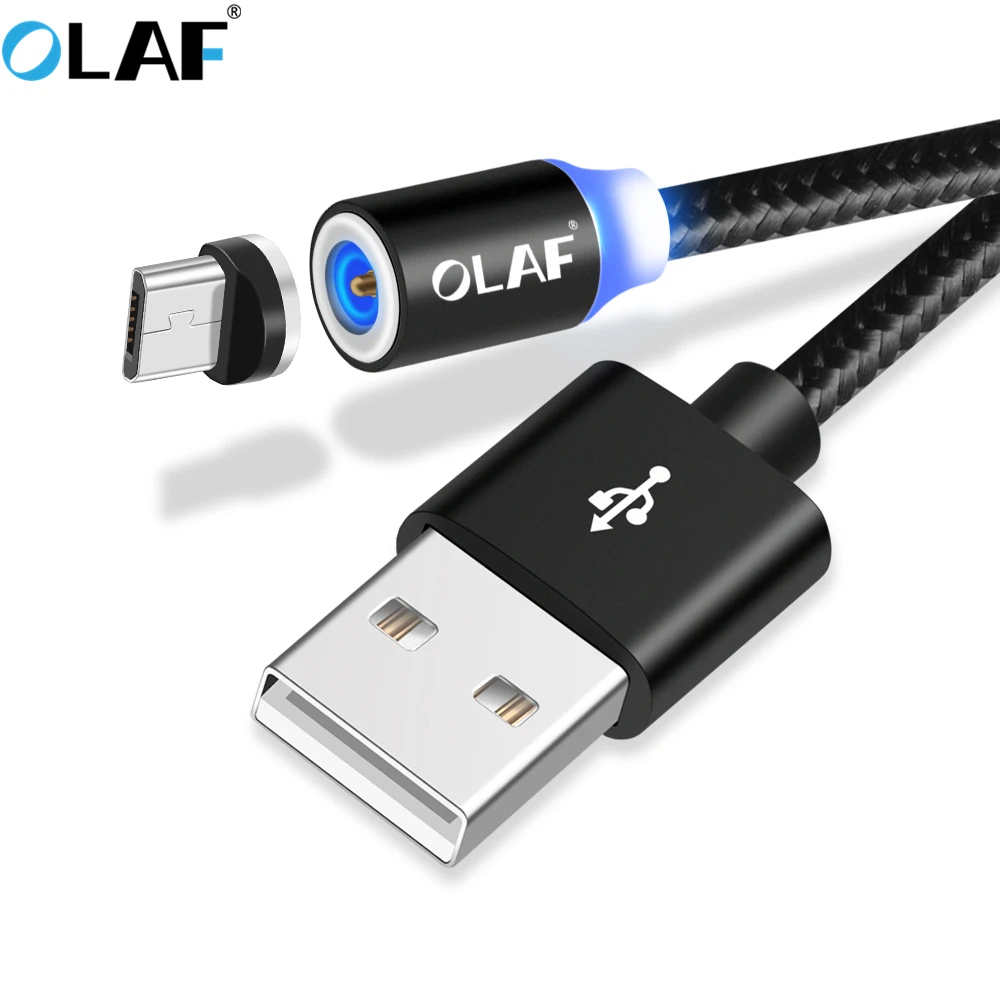 

Olaf LED Magnetic USB Cable for iPhone Micro USB Cable USB C Magnet Charger Nylon Cabo for Samsung Xiaomi Huawei Magnetic Cable