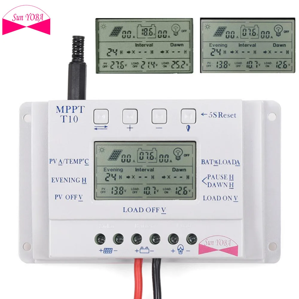 

LCD 10A 12V/24V MPPT Solar Panel Battery Regulator Charge Controller Three-time