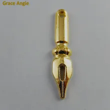 Wholesale 20pcs/lot Bright Gold alloy Pen tip steampunk charms pendants jewelry Finding for necklace bracelet Craft 32*7*2mm