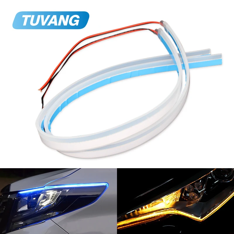 2x Ultrafine DRL Flexible LED Strip Daytime Running Lights Soft Car Headlight Turn Signal Brake font
