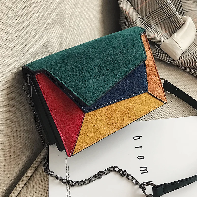

Shoulder Bags Women's Bags New Style of Square Bag with Collision Colors and One Leather Crossbody Bags For Women 2019