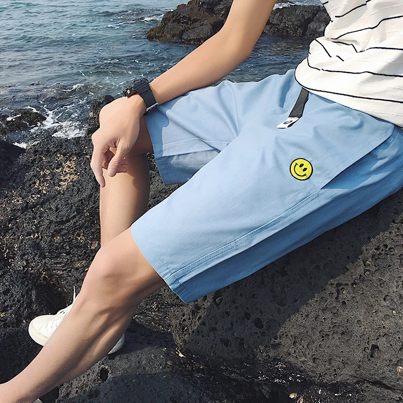 

Summer Casual Shorts Men Cotton Solid Shorts Elastic Waist Fashion Black Navy Drawstring Comfortable Casual Shorts Male New2019