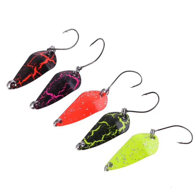5Pcs copper Fishing Lure Spoons Metal Horses Hard Mouth Paillette
