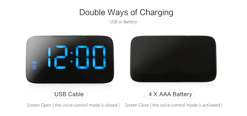 LED Alarm Clock Large LED Display Voice Control Electronic Snooze Backlight Desktop Digital Table Clocks Watch With USB Cable11