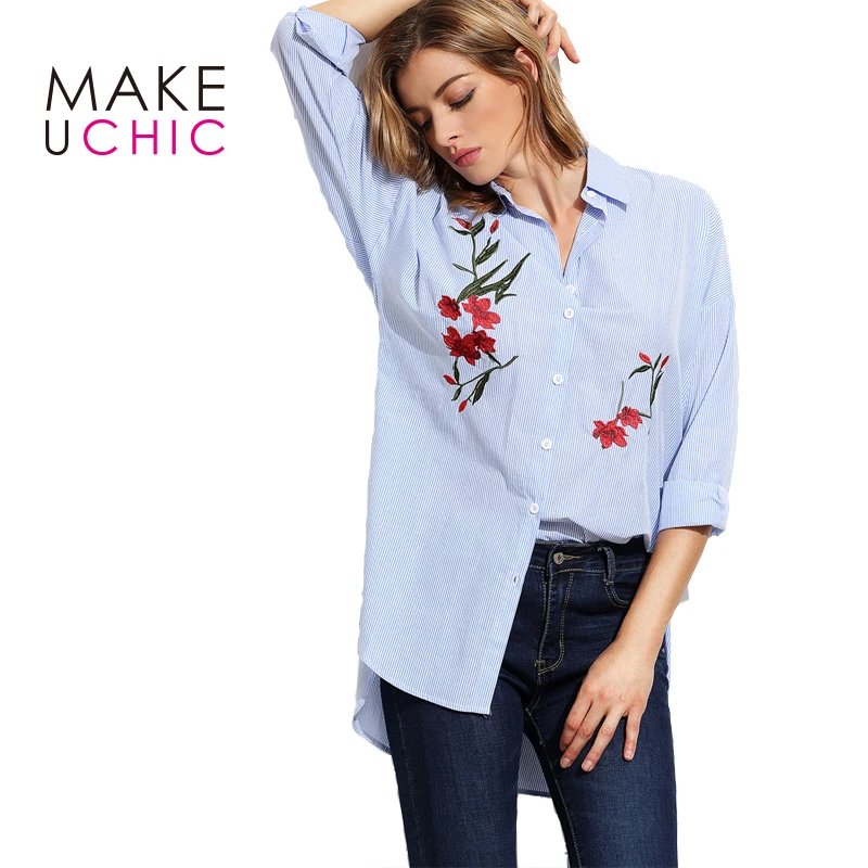 camisa bordada mujer
