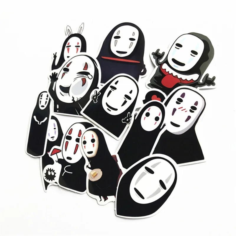 

12 Pcs/set Japanese Anime Cartoon Faceless Man Stickers for Pad Phone Case Laptop Car Skateboard Helmet Bicycle Suitcase Toys