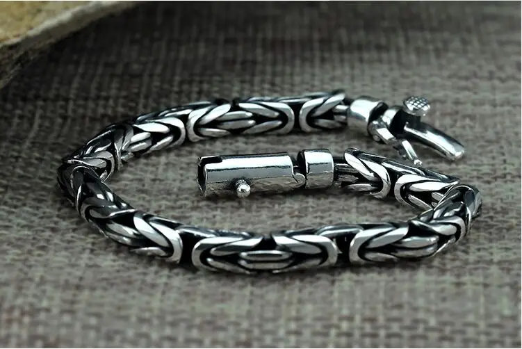 Настоящее S925 чистого серебра Для мужчин браслет простой браслет женские Модные браслет