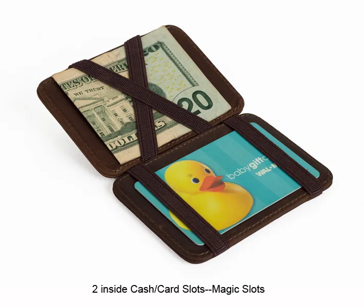 Волшебный кожаный тонкий волшебный кошелек с окошком для удостоверения личности для мужчин и женщин, держатель для кредитных карт и денег, клатч, кошелек, сумка