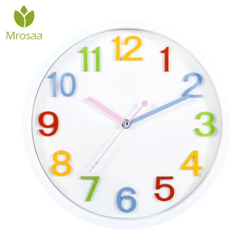 

Mrosaa Silent Quartz Hanging Wall Clock Modern Design Office Home Decorative Accurate Time Colorful Large Number Display Clocks
