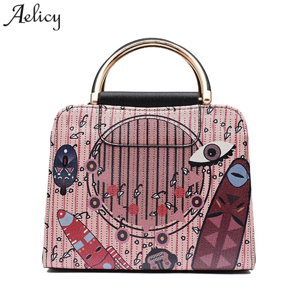 

Aelicy Women's Fashion Panelled Print Shell Bags PU Leather Ladies Women's Purses And Hand Bags 2019 New Design Shoulder Bags