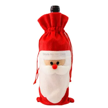 

New arrival Red Santa Claus Wine Bottle Bag Christmas Candy Gift Bags 33X18cm For Wedding New Year 500pcs/lot Free DHL/Fedex