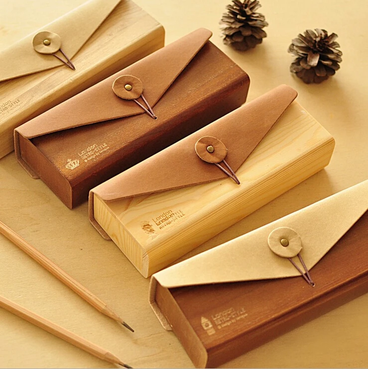 

1pcs/lot New natural style wooden pencil case , pencil box,stationery reward gifts for student stationery
