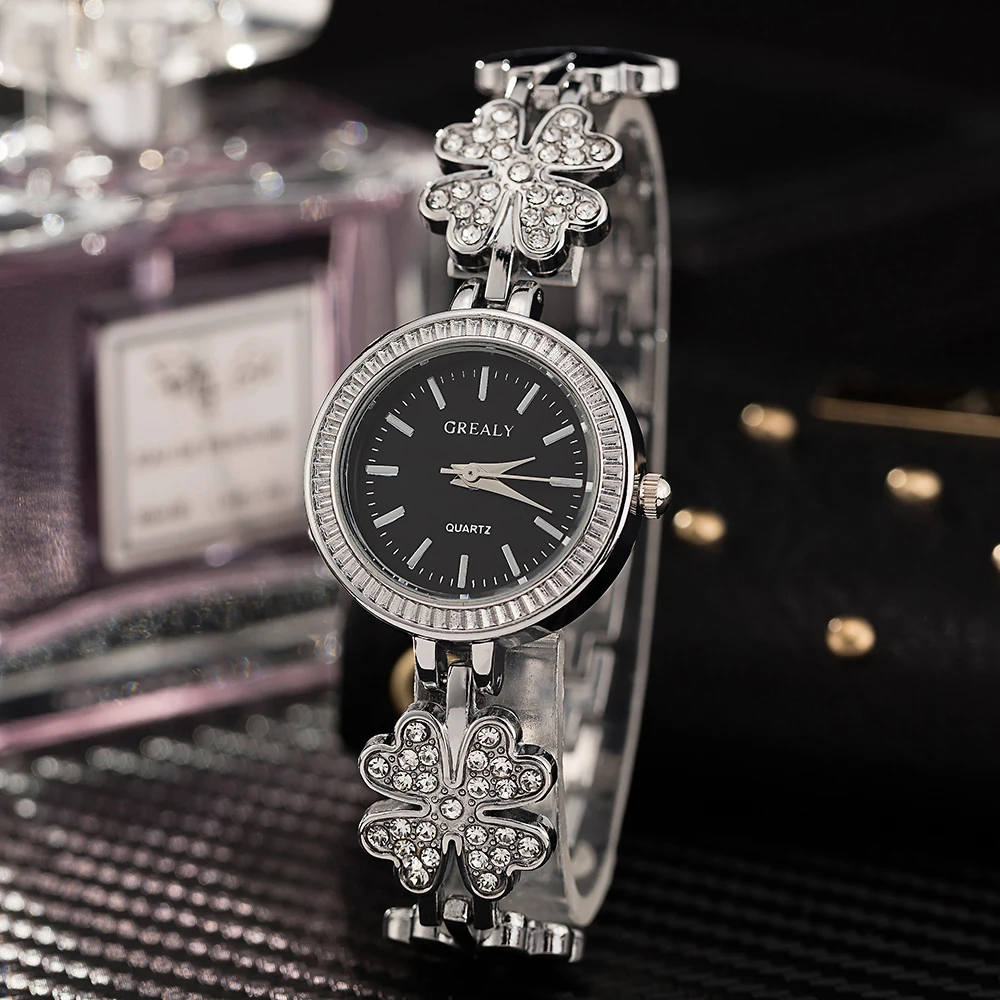 Модные женские наручные часы цветок часы браслет ювелирные изделия кулон сплав розовое золото/серебро Цвет Браслет Набор для друзей
