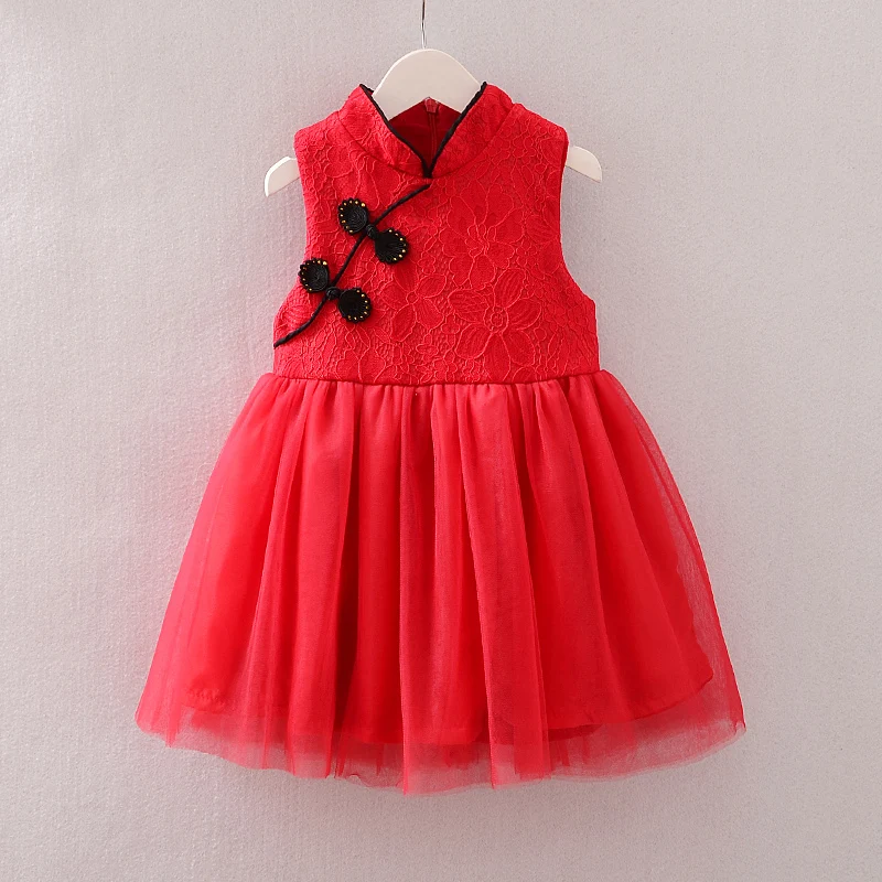 

High Quality Brand Girl Red  Princess Dress with Sequin Bow Girl Wedding Dress Infants Long-sleeve Bridesmaid Clothes