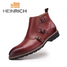 HEINRICH Novo Estilo Dos Homens de Alta Top de Couro Botas Casuais Outono Respirável Ankle Boots de Negócios Formais Homens Sapatos Tenis Feminino