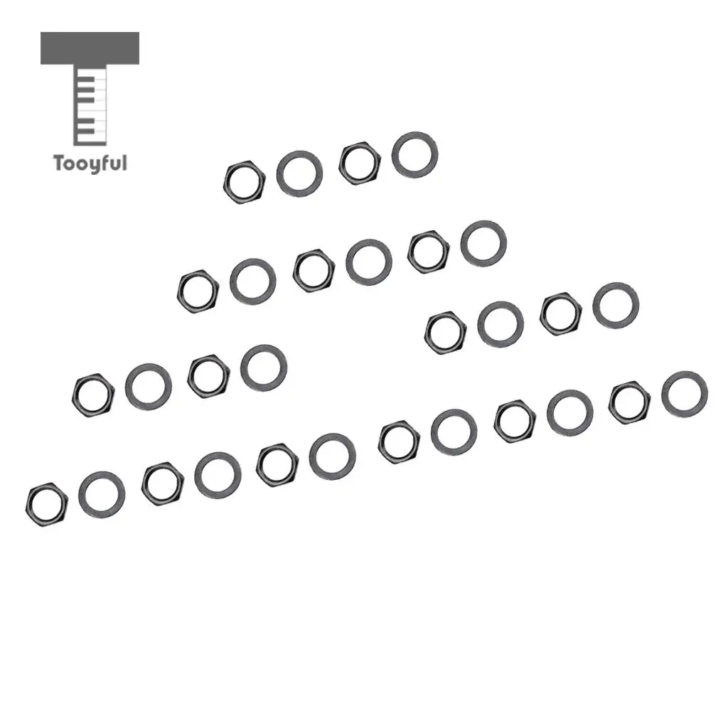 Tooyful 5Pcs Jack Socket Nuts + 5Pcs Potentiometer Washers for Electric Guitar Parts