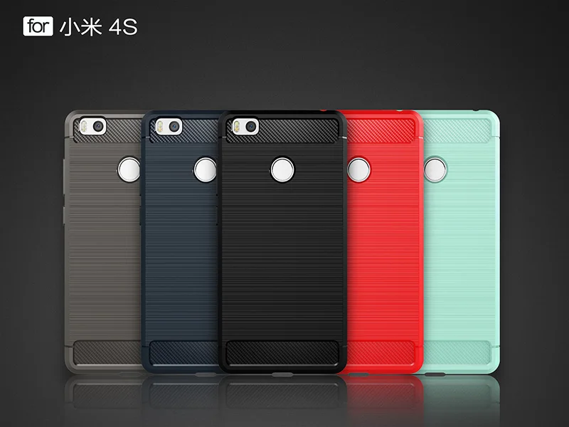 Tigertek Углеродного Волокна Чехол Для Xiaomi 4S Кремния ТПУ PC Back Аргументы За крышки 4 s