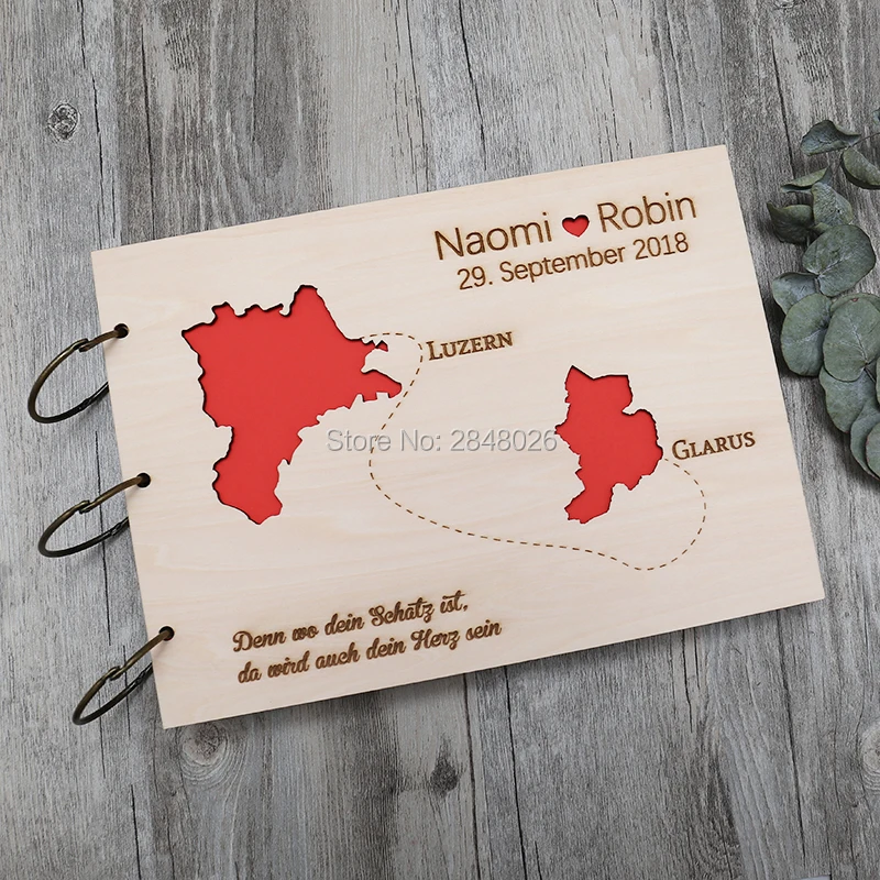 

Rustic personalized wedding guest book,Custom MAP wooden Wedding guestbook, personalized destination photo album