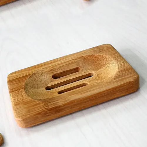 

2019 New Natura Bamboo Bathroom Shower Soap Box Dish Storage Plate Drain Tray Holder Case Bathroom Organizer