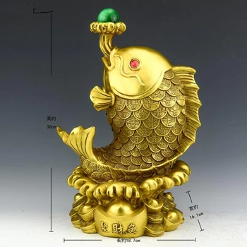 

TNUKK Copper brass wealth money coin ingot cyprinoid fish fengshui statue Family decoration gifts metal handicraft