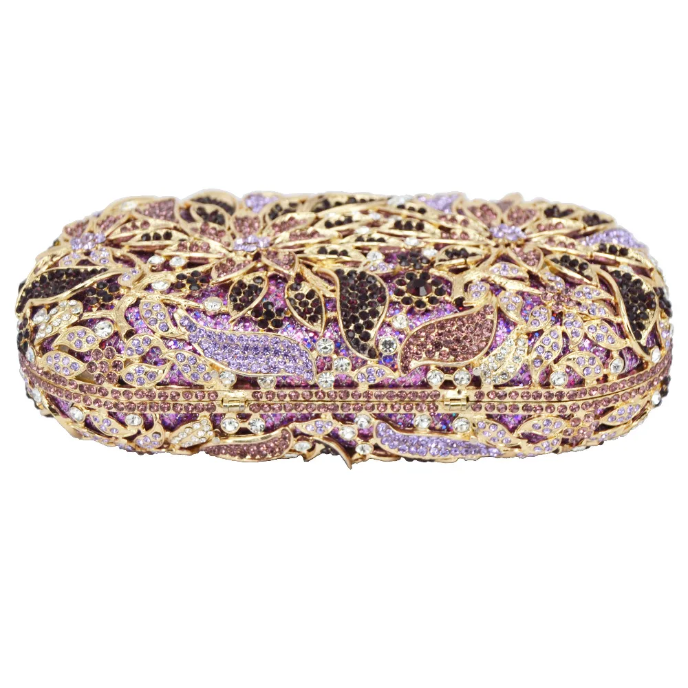 Diamant Silver Femmes Cristal Embrayages Gold Embrayage Bourse purple Parti Sac De Pourpre Soirée Portefeuille Fleur Concepteur Jour Dames Pochette qTtwvAWxf
