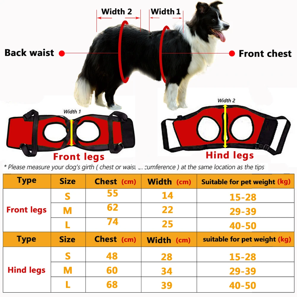 CAUDA-Dog Lift Harness com alça, Tipo dianteiro