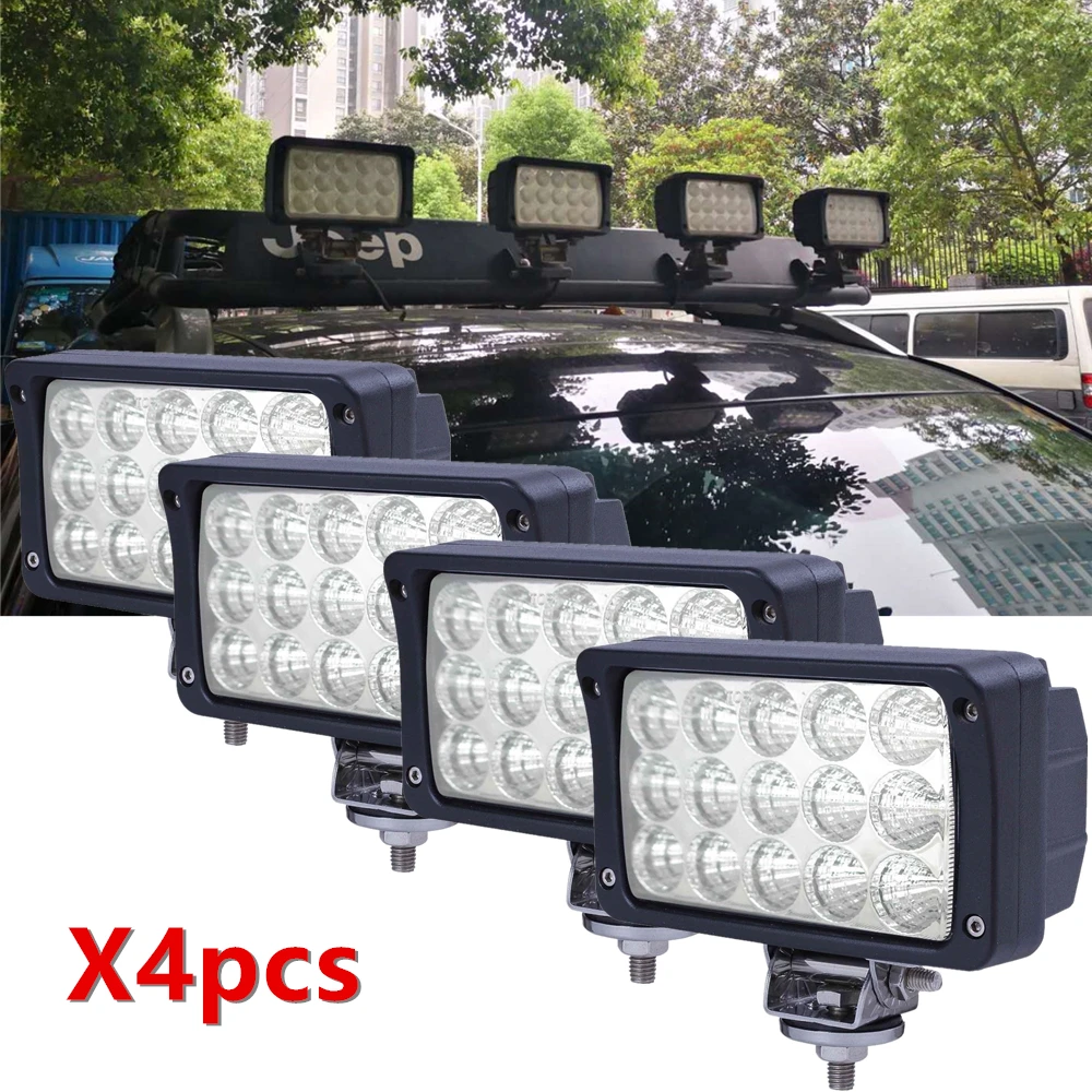 4PCS LED Work Lights 6/" 12V Driving Lamp Flood Beam Bar for Jeep UTV SUV Offroad