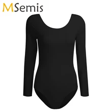 Для взрослых женщин балетное платье хлопок с длинным рукавом встроенный в полку бюстгальтер балет танец трико балерины балетные трико для женщин девочек