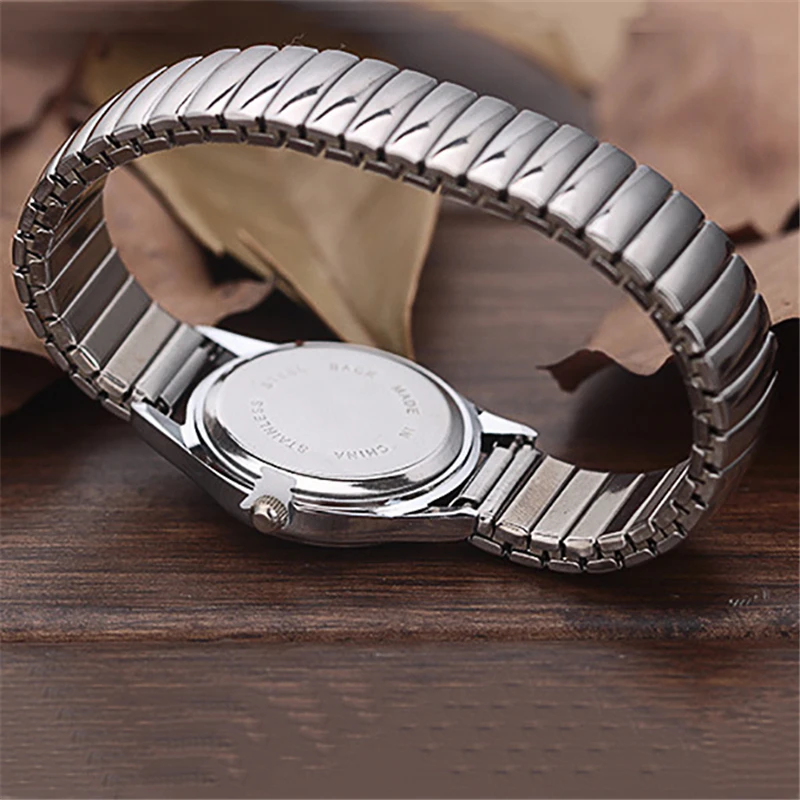 Men Women Business Watches Fashion Alloy Restoring Quartz Perfect Couple Watches Stainless Steel Elastic Strap Band 5