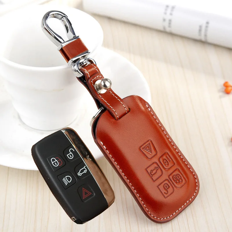 Car Key Ring  Key Chain Metal Genuine Leather Chain key ring fit for land rover