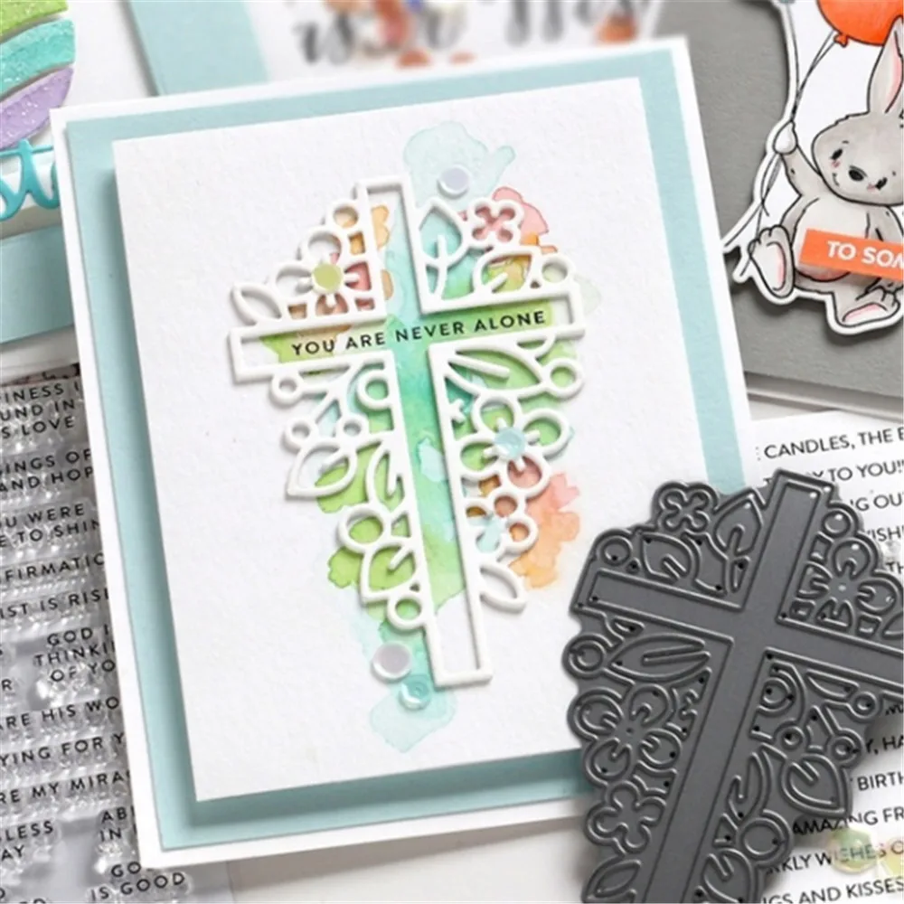 new Religion cross shape Metal cut die embossed album template for gift card making crafts