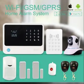 

Home security alarm system IOS Android APP Control WiFi Alarm System smart home alarm gsm wifi alarm with keypad arm disarm