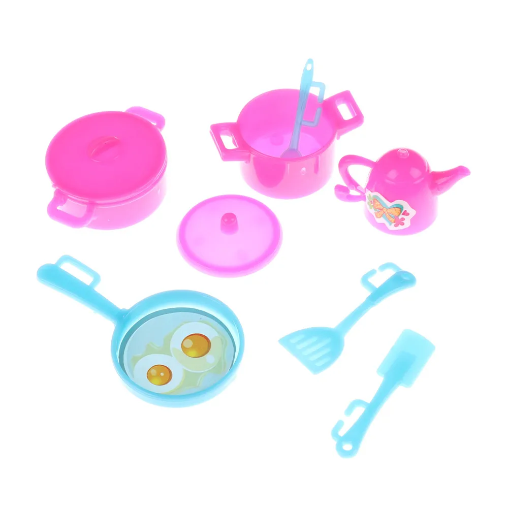 Doll's Kitchen Cooking Toys 7pcs/Set Mini Simulation Tableware for doll
