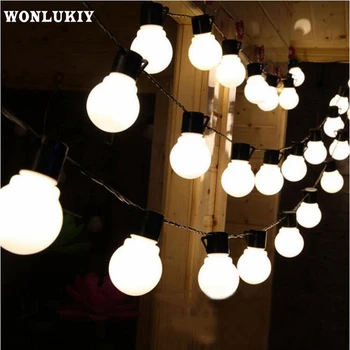 

2.5M/5M/10M Outdoor Lighting 5cm Big Size LED Ball String Lamps Black wire Fairy Christmas Lights Wedding Garden Xmas Garland