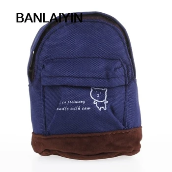 

Monedero Tarjetero Bolso Bolsillo Lona Forma De Mochila Osito Azul