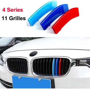 

3D Styling M Front Grille Strip grill Cover Stickers For 2014-2017 BMW 4 series F32 F33 F36 420 425 430 435 ( 11 Grilles)