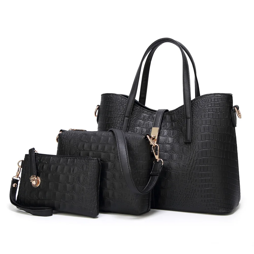 

2009 New Women's Bag European and American Fashion Women's Single Shoulder Bag Crocodile-print Handbag Three-piece Set Mother Ba